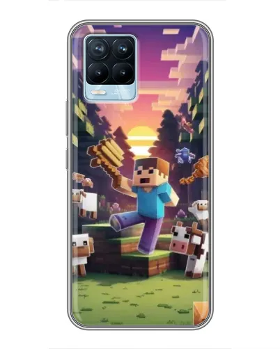 Чехол для Realme 8 с картинкой «Стив на ферме»