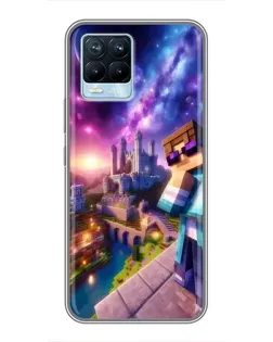Чехол для Realme 8 с картинкой «Стив и космос»