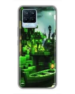 Чехол для Realme 8 с картинкой «Minecraft лесной пейзаж»