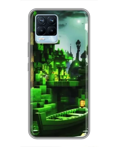 Чехол для Realme 8 с картинкой «Minecraft лесной пейзаж»