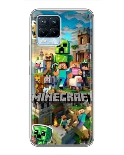 Чехол для Realme 8 с картинкой «Замок Minecraft»