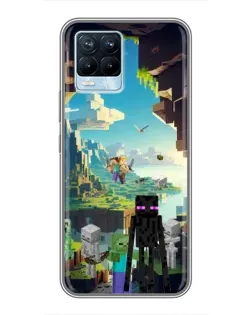 Чехол для Realme 8 с картинкой «Эндермен в лесу»