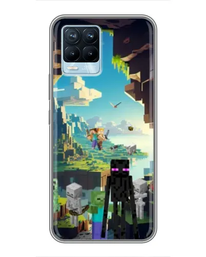 Чехол для Realme 8 с картинкой «Эндермен в лесу»