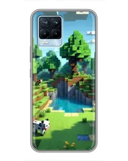 Чехол для Realme 8 с картинкой «Minecraft летний день»