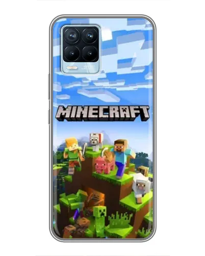 Чехол для Realme 8 с картинкой «Minecraft классический мир»