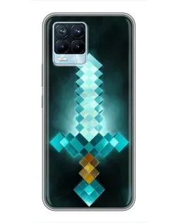 Чехол для Realme 8 с картинкой «Алмазный меч неон»