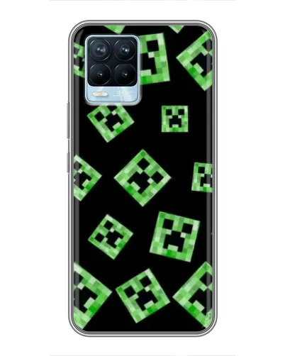 Чехол для Realme 8 с картинкой «Паттерн с криперами»