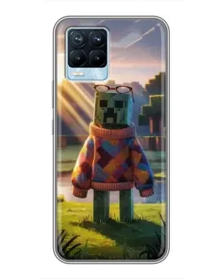 Чехол для Realme 8 с картинкой «Крипер в свитере»