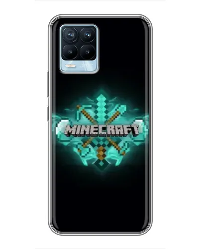 Чехол для Realme 8 с картинкой «Minecraft Diamond лого»