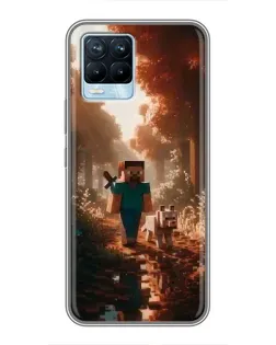Чехол для Realme 8 с картинкой «Стив в лесу»