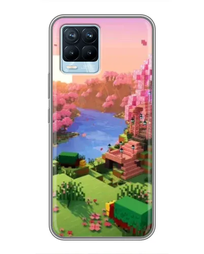 Чехол для Realme 8 с картинкой «Розовое дерево Minecraft»