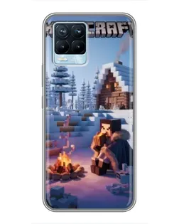Чехол для Realme 8 с картинкой «Зимний Minecraft»