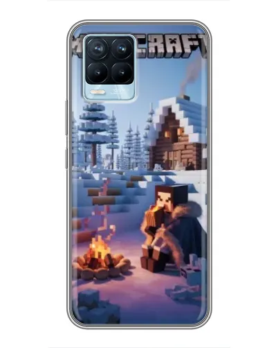 Чехол для Realme 8 с картинкой «Зимний Minecraft»