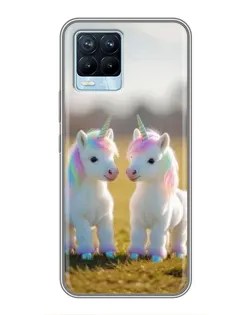 Чехол для Realme 8 с картинкой «Пара единорогов»