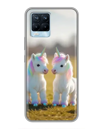 Чехол для Realme 8 с картинкой «Пара единорогов»