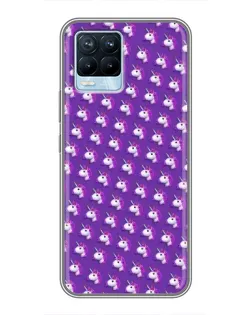 Чехол для Realme 8 с картинкой «Единороги на фиолетовом»