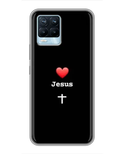 Чехол для Realme 8 с картинкой «Сердце - Jesus»