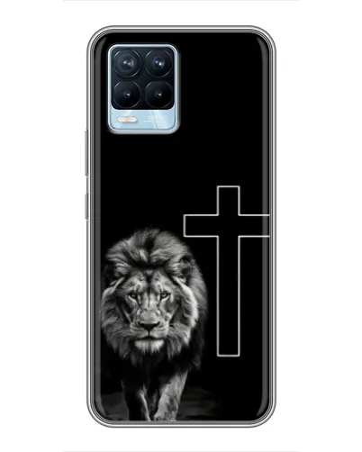 Чехол для Realme 8 с картинкой «Лев и Крест»