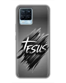 Чехол для Realme 8 с картинкой «Надпись Jesus Graffiti»