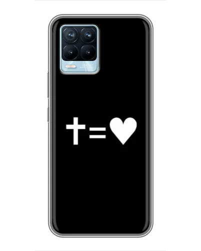 Чехол для Realme 8 с картинкой «Крест и Сердце»