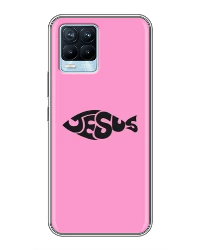 Чехол для Realme 8 с картинкой «Розовый символ  Jesus»