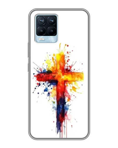 Чехол для Realme 8 с картинкой «Акварельный крест»