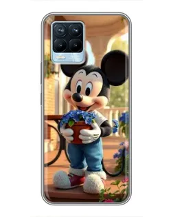 Чехол для Realme 8 с картинкой «Микки садовод»