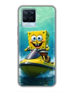 Чохол для Realme 8 з картинкою «Спанч Боб на гідроциклі»