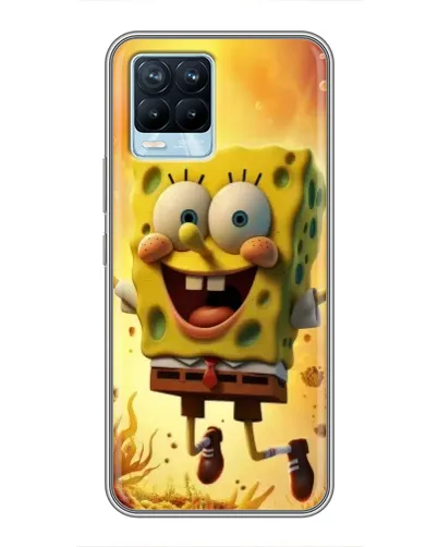 Чехол для Realme 8 с картинкой «Губка Боб прыгает»
