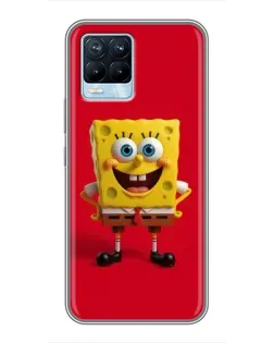 Чехол для Realme 8 с картинкой «Спанч Боб на красном»