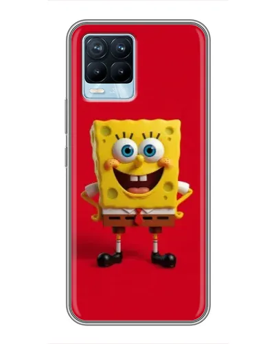 Чехол для Realme 8 с картинкой «Спанч Боб на красном»