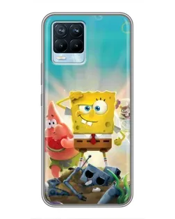 Чехол для Realme 8 с картинкой «Спанч Боб победитель»