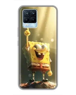 Чехол для Realme 8 с картинкой «Сияющий Спанч Боб»
