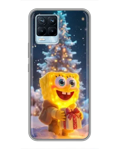 Чехол для Realme 8 с картинкой «Рождественский Спанч Боб»