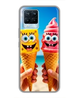 Чехол для Realme 8 с картинкой «Спанч Боб мороженое»