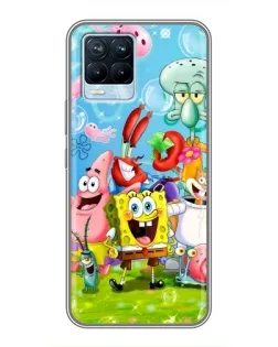 Чохол для Realme 8 з картинкою «Губка Боб та друзі»