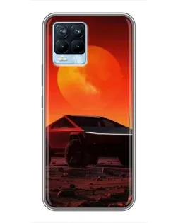 Чехол для Realme 8 с картинкой «Cybertruck на Марсе»