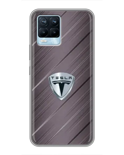 Чехол для Realme 8 с картинкой «Металлическая текстура Tesla» Чехол для Realme 8 с картинкой «Металлическая текстура Tesla»