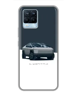 Чехол для Realme 8 с картинкой «Серебристый Cybertruck Tesla»