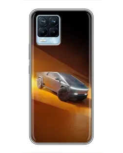Чехол для Realme 8 с картинкой «Cybertruck в пустыне»