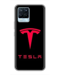 Чехол для Realme 8 с картинкой «Tesla Red Logo»