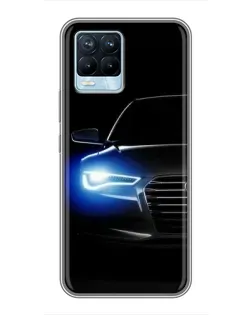 Чехол для Realme 8 с картинкой «Неоновый взгляд Audi»