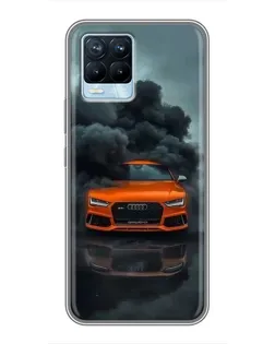 Чехол для Realme 8 с картинкой «Audi в облаках дыма»