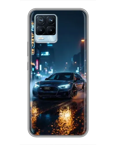 Чехол для Realme 8 с картинкой «Ночной город и Audi» Чехол для Realme 8 с картинкой «Ночной город и Audi»