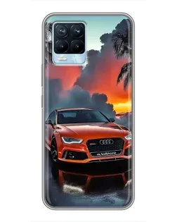Чехол для Realme 8 с картинкой «Audi — закат»
