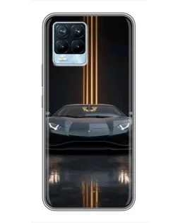 Чехол для Realme 8 с картинкой «Lamborghini золотые линии»