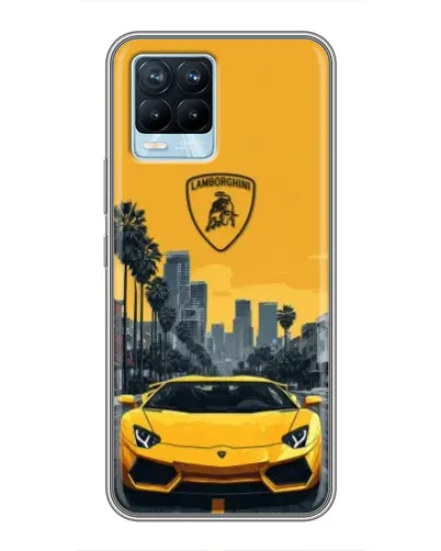 Чехол для Realme 8 с картинкой «Желтый Lamborghini город» Чехол для Realme 8 с картинкой «Желтый Lamborghini город»