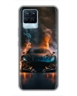 Чехол для Realme 8 с картинкой «Lamborghini дымная эстетика»
