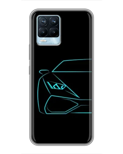 Чехол для Realme 8 с картинкой «Голубой силуэт Lamborghini» Чехол для Realme 8 с картинкой «Голубой силуэт Lamborghini»