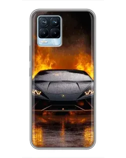 Чехол для Realme 8 с картинкой «Lamborghini в огне»